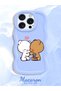 iPhone 12 Pro Compatible Case Camera Protector Blue Silicone Couple Phone Case Cute Pattern - 2