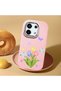Poco X6 5g Compatible Case Camera Protector Pink Silicone Couple Phone Case with Floral Pattern - 2