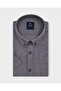 Men's Regular Fit Short Sleeve 100% Cotton Button-Up Collar Melange Brown Shirt 9566Mk