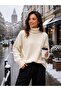 Women's Turtleneck Furry Oversized Sweater - 4