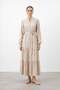 Women's Exotic Patterned Belted Long Dress - 26S-12685Elb - Beige