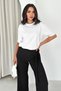 Women's Brown Casual Wide-Leg Trousers with Tie Detail - 6
