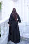 Black Dress with Waist Tie and Stitching Detail - 5