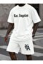 Los Angeles Printed Top and Bottom Shorts - T-Shirt Set
