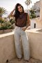 Women's Padded Collar Balloon Cut Satin Blouse