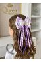 مشبك أوتوماتيكي بتصميم حورية البحر اللامعة باللون الأرجواني الفاتح مع فيونكة كبيرة متحركة