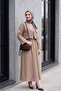 Single Button Embroidered Skirt Linen Look Suit - Mink - 3