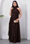 Halter Neck Skirt with Ruffle Shawl Detail Chiffon Dress Eli̇6110 - 3