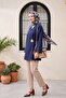 Modal Tunic with Side Cross Ties and Buckle - Dark Blue - 5