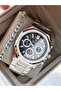 Functions Active, Silver Steel Band in Stylish Box, Black Dial, Men's Wristwatch with Calendar + Chain Bracelet - 4