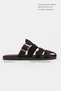 Siento Bitter Brown Suede Leather Buckle Detail Flat Sole Women's Slippers - 2