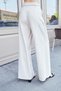 Women's Modal Diagonal Fabric High Waist Side Pockets Belted Wide Leg Palazzo Trousers-Stone - 6