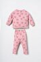 Embroidered Baby Girl Pink Long Sleeve Pajama Set Usb3247-C-V1 - 4