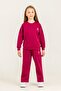 Girl's Printed Burgundy Long Sleeve Tracksuit Set Us2707-C-V2
