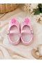 (18 No 0-6 Months)(19 No 06-12 Months) Baby Girl Patent Leather Ballerina Shoes with Pink Rose Accessories, Soft Sole Evening Dress Shoes - 4