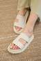 Linea Beige Color Geometric Cut Women's Slippers