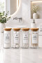 Vellia - Set of 4 Square Bamboo Lid Decorative Bathroom Organizers Plastic Organizer Set - 3