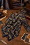 Orange Navy Blue Shawl Pattern Italian Silk Ascot Tie Sac144 - 2