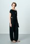 Black Cupro Trousers with Waist Detail - 2