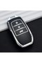 Toyota Compatible Ch-R, Corolla, Cross, Yaris, Cross, Prius, Rav4, Camry, Prado Silver Edge Tpu Key Case Cover (Black - 3 Keys)