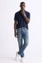 Men's Polo Neck Pique T-Shirt - Navy Blue - 3