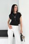 Women's Bürümcük Crop Blouse – Crew Neck Short Sleeve Loose Fit Summer White Blouse - 2