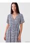 Lcw Everyday Navy Blue V-Neck Floral A-Line Dress - 2
