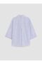 Xside Blue Striped Linen Blend Women's Shirt - 7