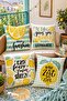 Lemon Drawings Patterned 4-Piece Throw Pillow Cover Set