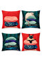 Padded Cat Patterned 4-Piece Throw Pillow Cover Set - 3