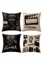 Black and White Cinema Instruments Patterned 4-Piece Throw Pillow Cover Set - 3