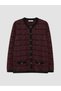 Lcw Grace Burgundy Crew Neck Patterned Women's Knitwear Cardigan - 5
