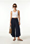 Wide Ayrobin Pants with Slits Lub0378 Dark Blue