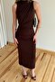 Brown Draped Slit Dress - 4114 - 4