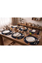 6-Piece Oval Jute Platter American Service Set Navy Blue Color Bohemian Tableware Presentation Plate Coaster - 7
