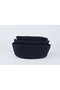 3-Piece Cotton Knitted Oval Basket Set Navy Blue Decorative Organizer Basket - 3