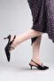 Si̇li̇s Side Ribbon Buckle Stoned Satin Stiletto Black - 3