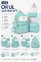 4-Piece Satin Fabric Waterproof Primary School Bag Set with Lunch Bag, Pen Holder and Accessory Bag - 4