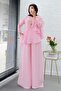 Premium Ruffle Detailed Voile Trouser Set - Pink - 2
