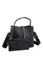 Women's Hand and Shoulder Bag Set with Logo Embossed Bucket Model Wallet Black