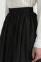 Elastic Waist Gathered Cotton Skirt - Black - 3