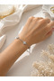 Zircon Stone Clover Model Silver Color Women's Bracelet |   Elegant Minimal Premium Design - 2