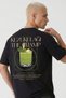 Unisex Oversized T-Shirt with Two Lamb Ears Print Black / White - 3