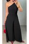 Women's One-Shoulder Gathered Detailed Wide-Leg Sandy Jumpsuit - 2