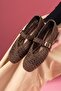 Minori Brown Knitted Textured Gold Buckle Belted Knitwear Ballerina - 3