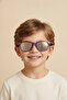 Purple Glitter Mirrored Glass Square Frame Sunglasses for Children - 3