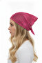Vibrant Pink Crochet Knitted Triangle Bandana Scarf Hair and Neck Accessory - 3