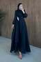 Crystal Drape Detail Evening Dress Black - 4