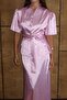 Premium Top and Bottom Polka Dot Satin Set with Belted Jacket and Maxi Long Skirt - 6