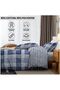Checked Duvet Cover Double (200cm x 200cm) - Quilt Bedding Set Double Bed with 2 Pillow Cases - Blue - 2